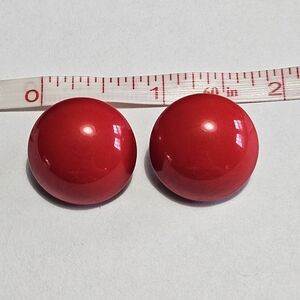 Bold Red Dome Clip-On Earrings - Classic Statement